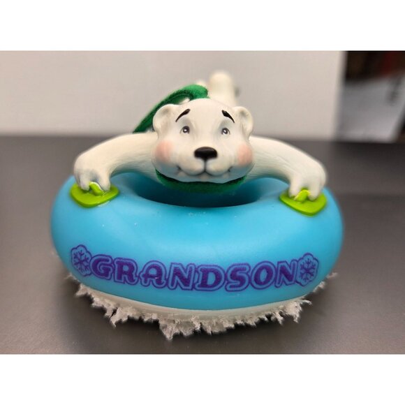 Hallmark Keepsake 2015 Grandson Polar Bear Blue Christmas Tree Ornament - Picture 8 of 12